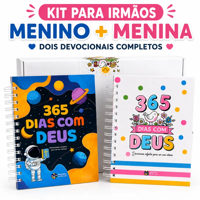 Kit devocional infantil 365 Dias com Deus com dois livros físicos Astronauta e Jardim