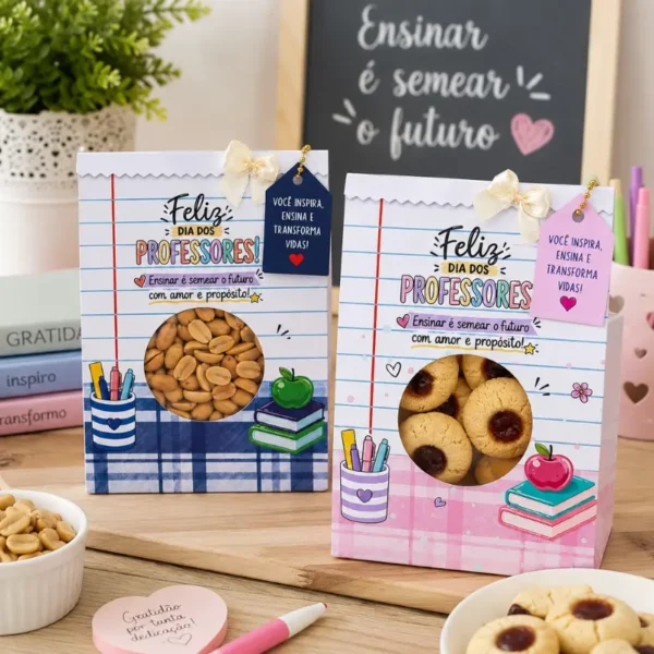 Caixinha Dia dos Professores para colocar doces e chocolates