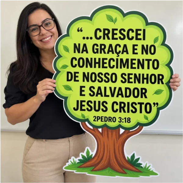 Cartaz 2 Pedro 3:18 infantil em PDF para imprimir em 9 folhas A4
