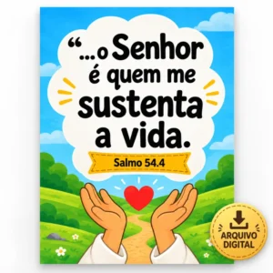Cartaz Salmo 54:4 infantil em PDF para memorização de versículo